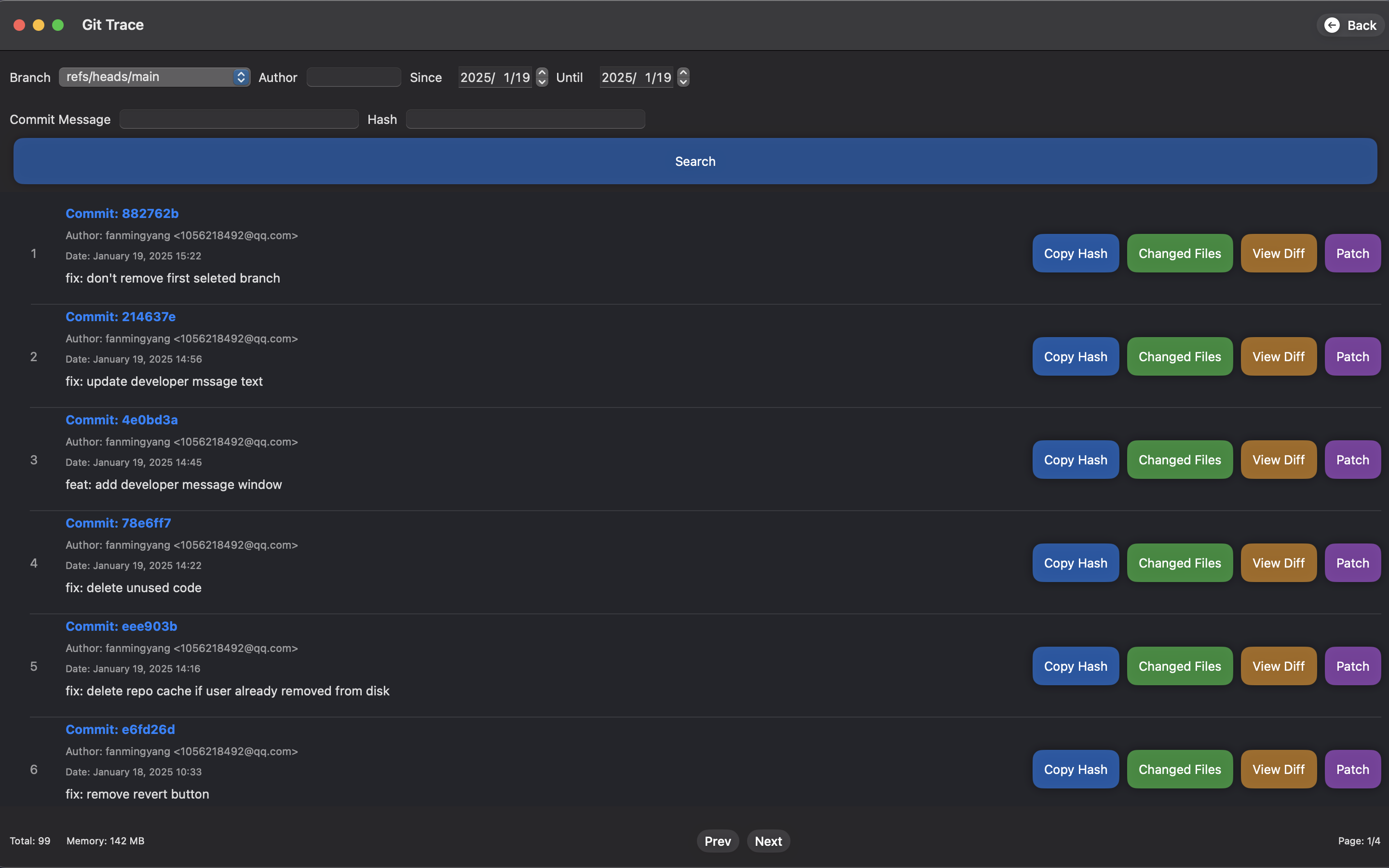 Commit History - Dark